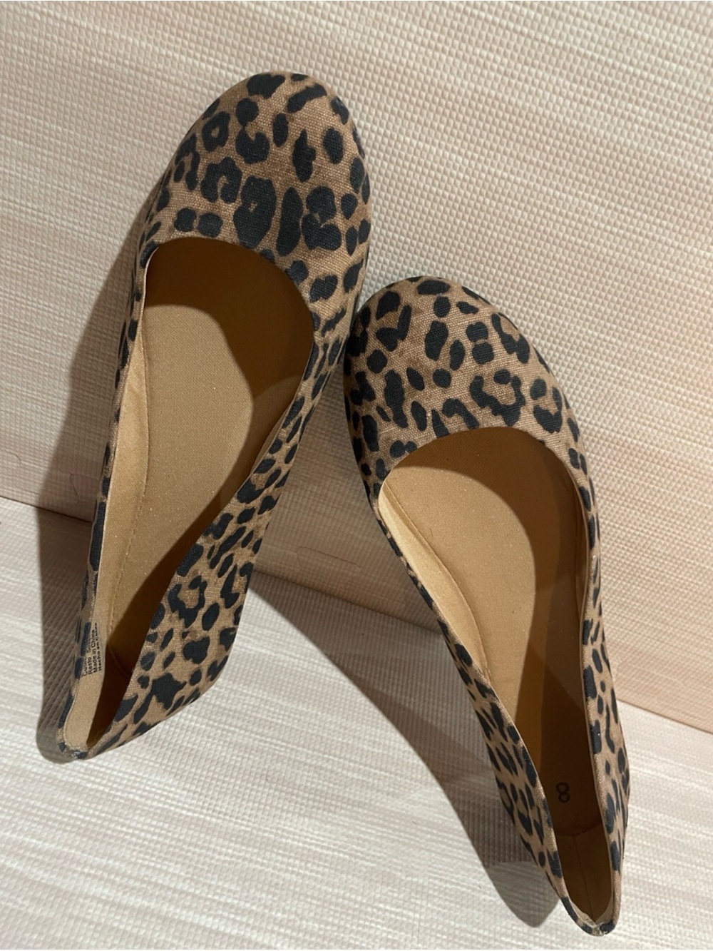 Time and Tru Leopard Print Ballet Flats in Tan and Black
